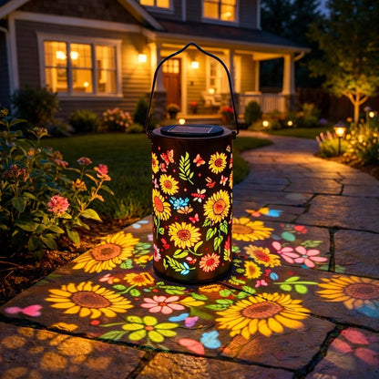 Lanterne Solaire Décorative LED – Motifs Fleurs et Papillons pour Jardin