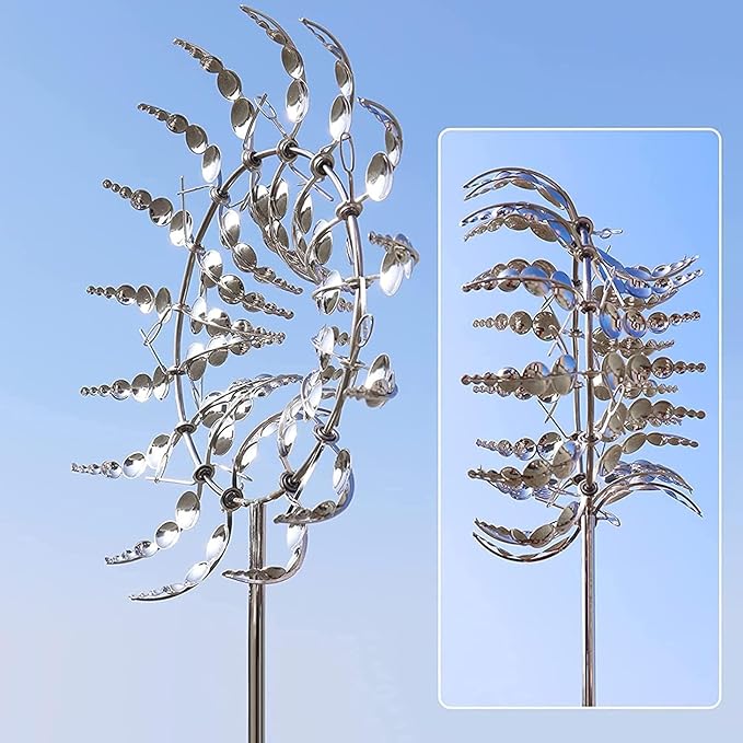 Spirale à Vent Décorative en Acier Inoxydable pour Jardin et Terrasse