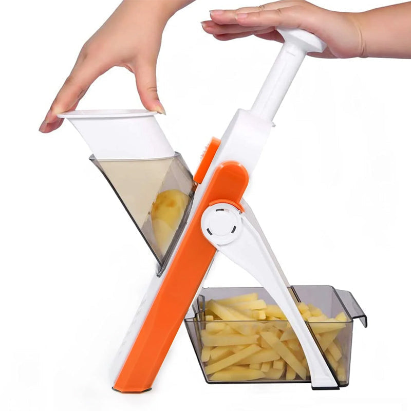 Mandoline de cuisine avec protection des doigts – Coupe légumes réglable