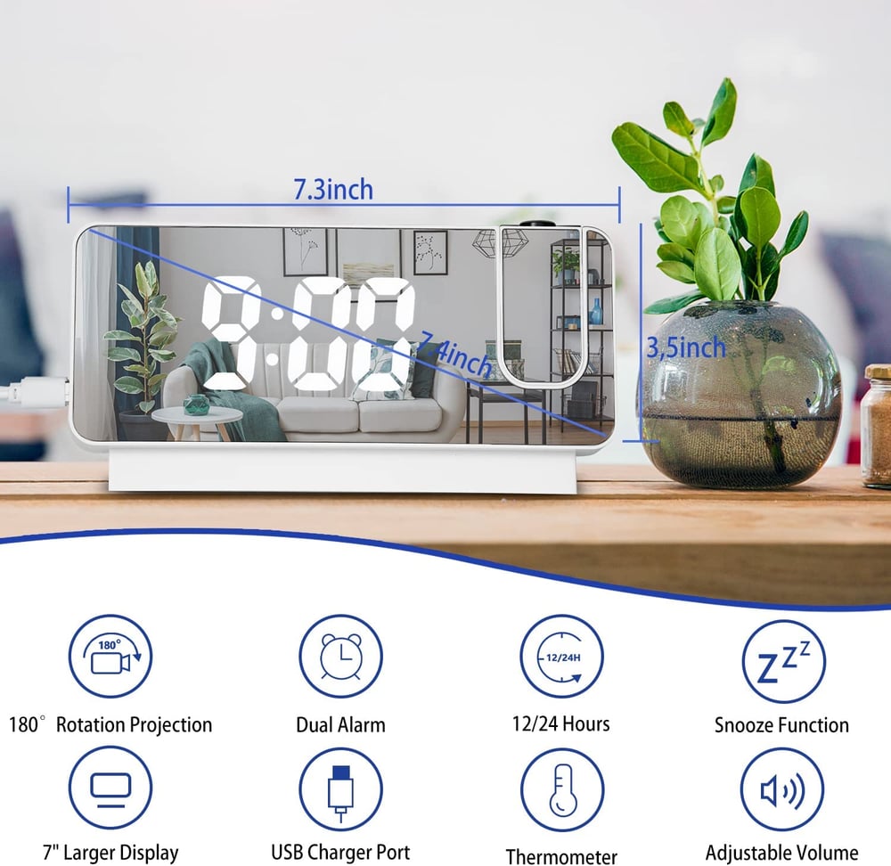 DigiProject™ – Projection de l’heure jusqu’à 5 m pour une visibilité claire et un design moderne [50% de réduction]