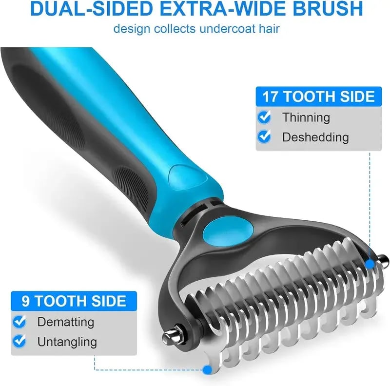 Brosse double face chien et chat – Démêlante et anti-poils morts