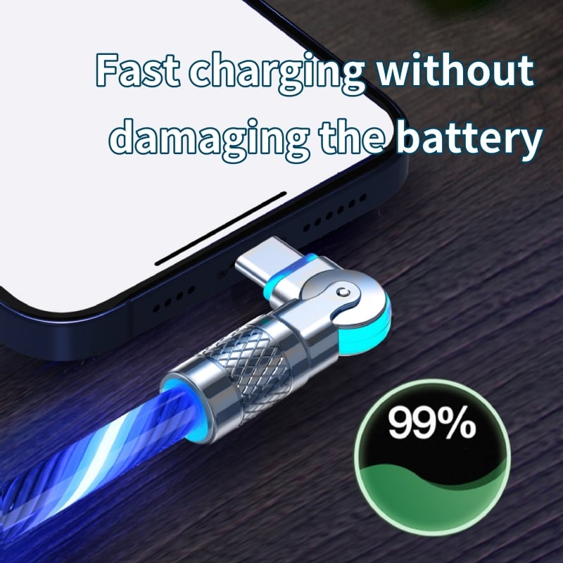 Câble USB Rotatif 540° avec Éclairage LED pour Charge Rapide