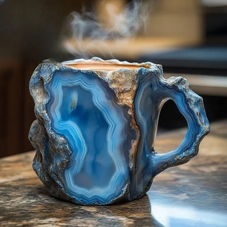 Tasse à café en pierre minérale naturelle faite à la main – Jaspe, Onyx, Quartz