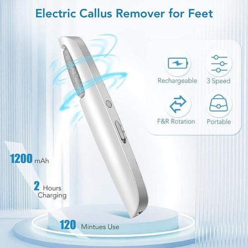 Râpe Électrique pour Pieds avec Rotation 360° et Éclairage LED
