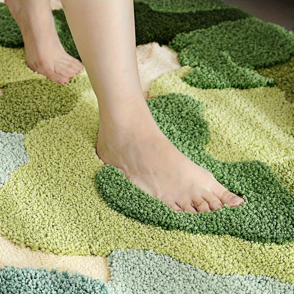 Tapis de bain absorbant à motif floral – antidérapant & doux