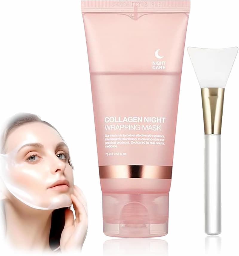 Masque de nuit au collagène pour peau ferme, hydratée et éclatante