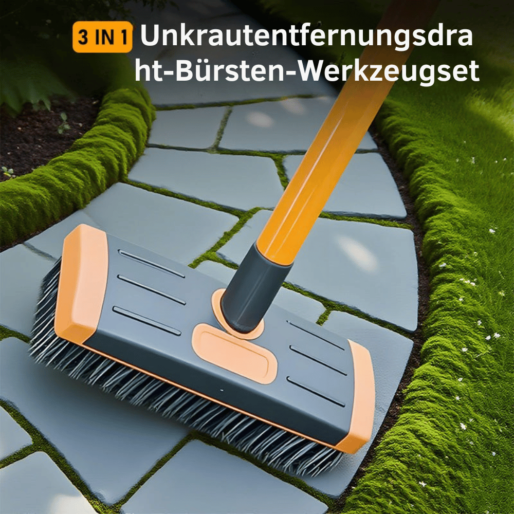 Brosse de Désherbage 3-en-1 avec Manche Réglable pour Terrasse et Joints