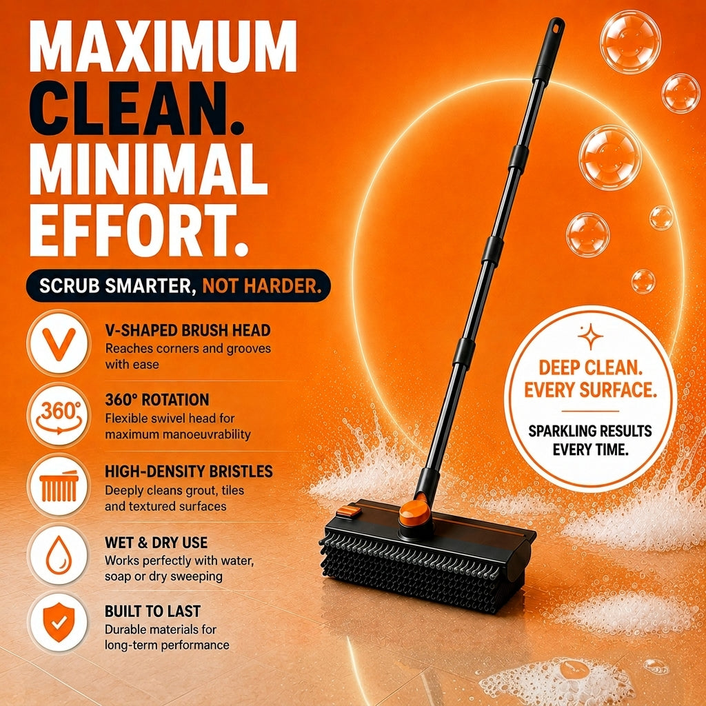Brosse de Sol Rotative 360° avec Manche Ergonomique pour Carrelage et Joints