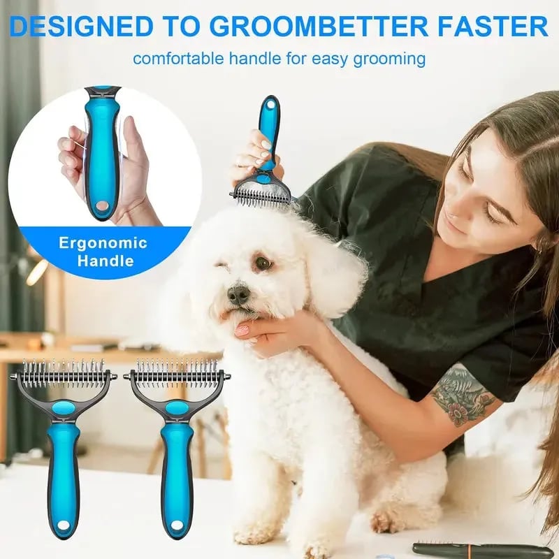 Brosse double face chien et chat – Démêlante et anti-poils morts
