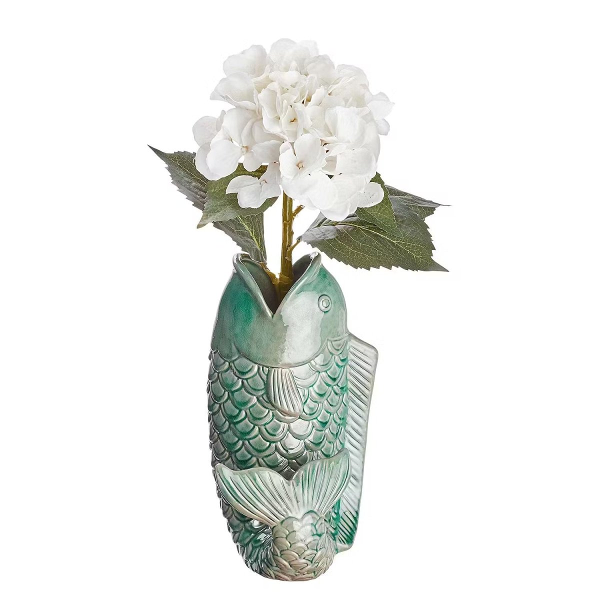 Vase en forme de carpe Koï en grès – objet d'art décoratif