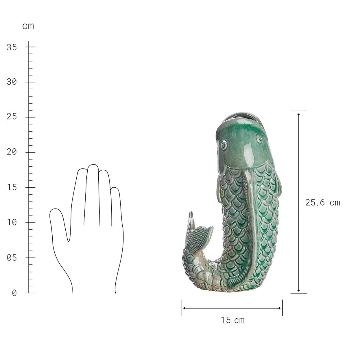 Vase en forme de carpe Koï en grès – objet d'art décoratif