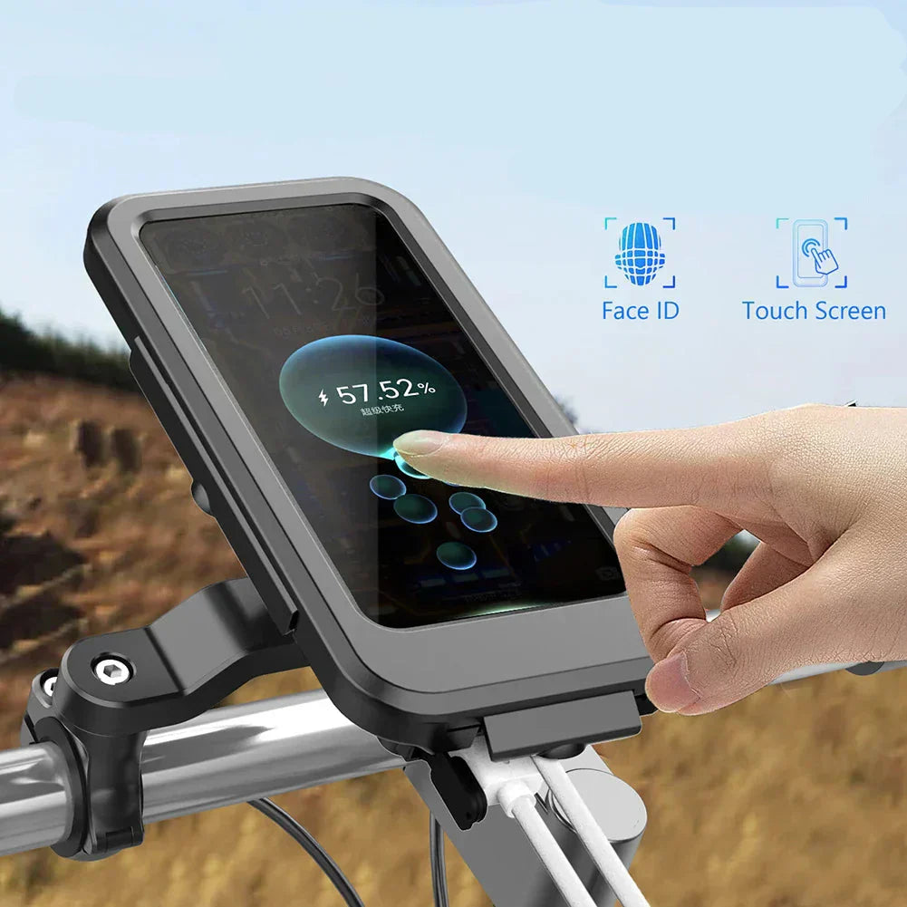 Support Téléphone Vélo Étanche avec Charge Sans Fil 15W et Batterie Intégrée
