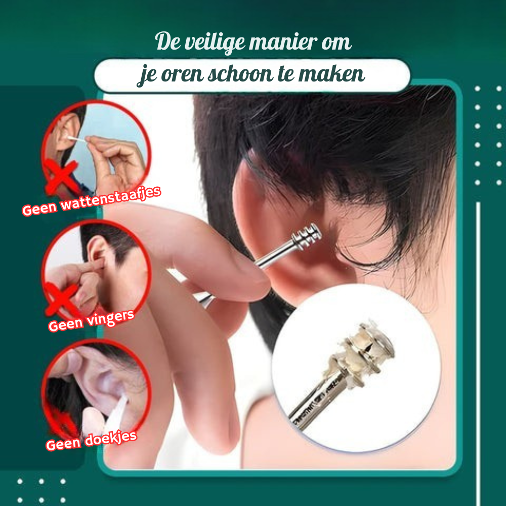 Nettoyeur d'oreilles en spirale réutilisable en acier inoxydable