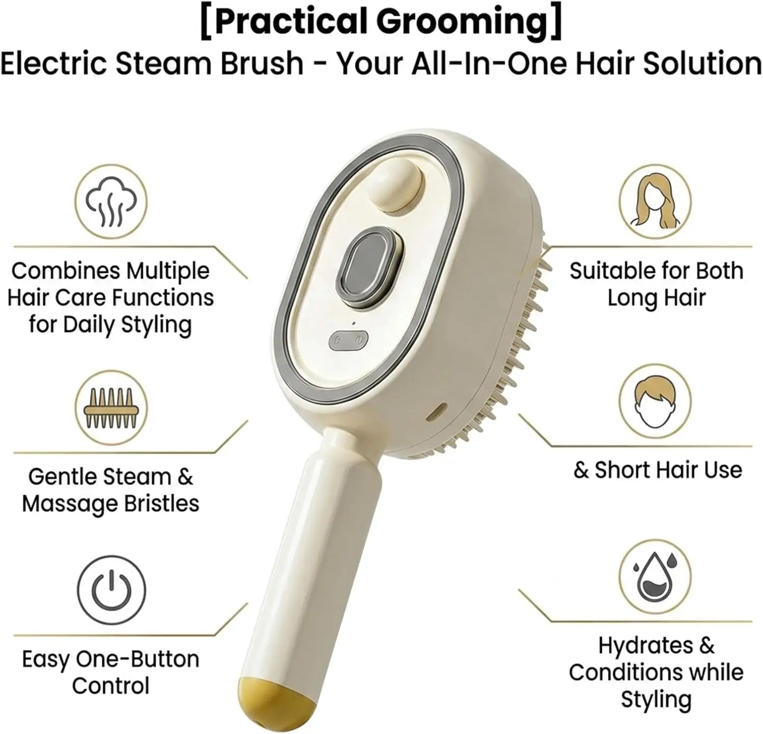 Brosse Démêlante Électrique avec Spray Intégré et Charge USB-C