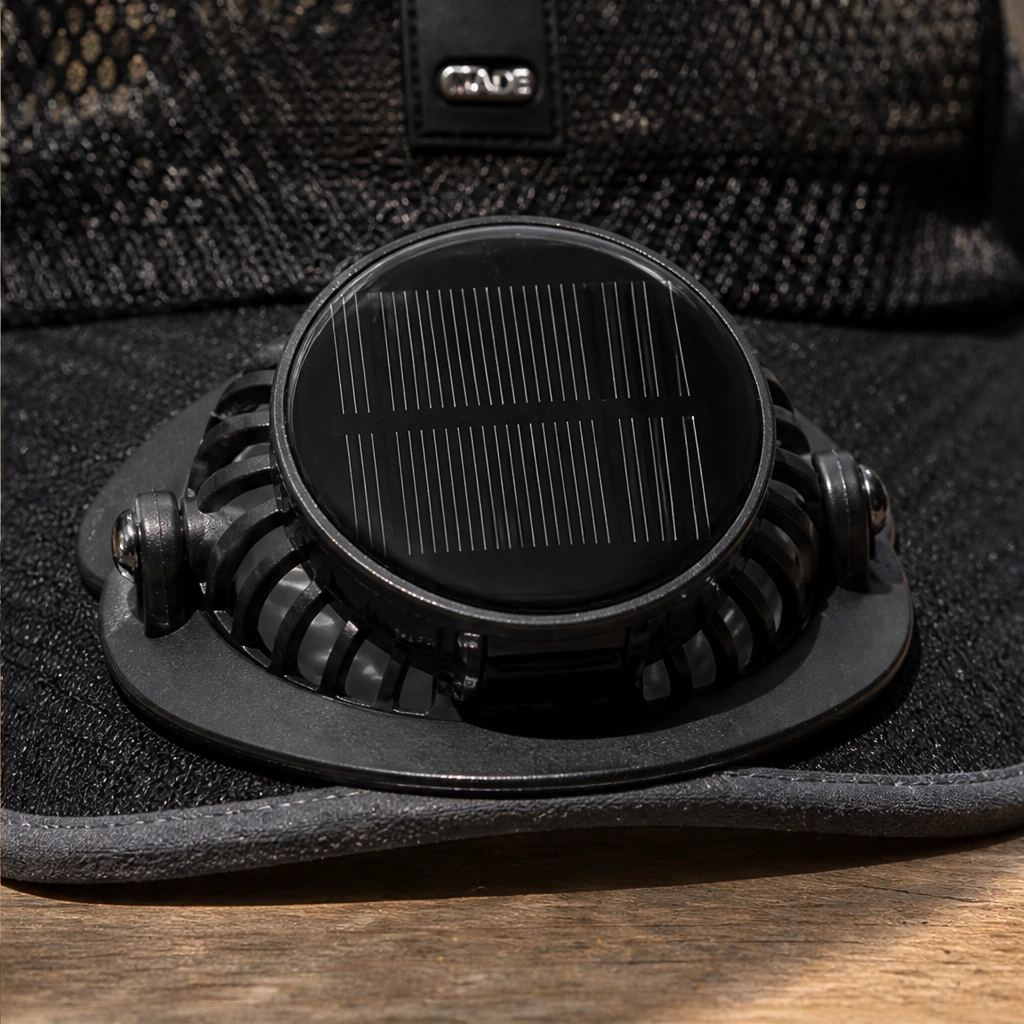 Chapeau solaire avec ventilateur intégré UPF50+ rechargeable 360°