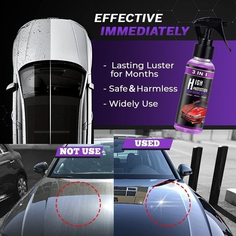 Spray de Polissage et Protection Voiture 3-en-1 à Nanotechnologie