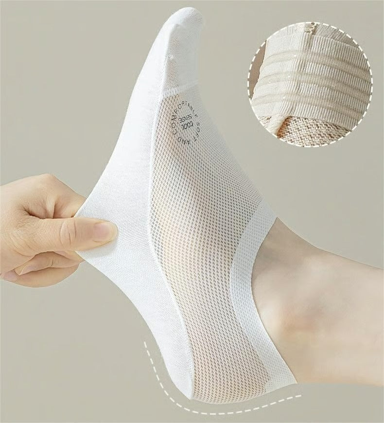 Chaussettes Invisibles Respirantes Antidérapantes en Coton et Mesh