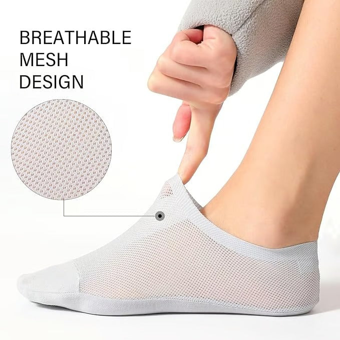 Chaussettes Invisibles Respirantes Antidérapantes en Coton et Mesh