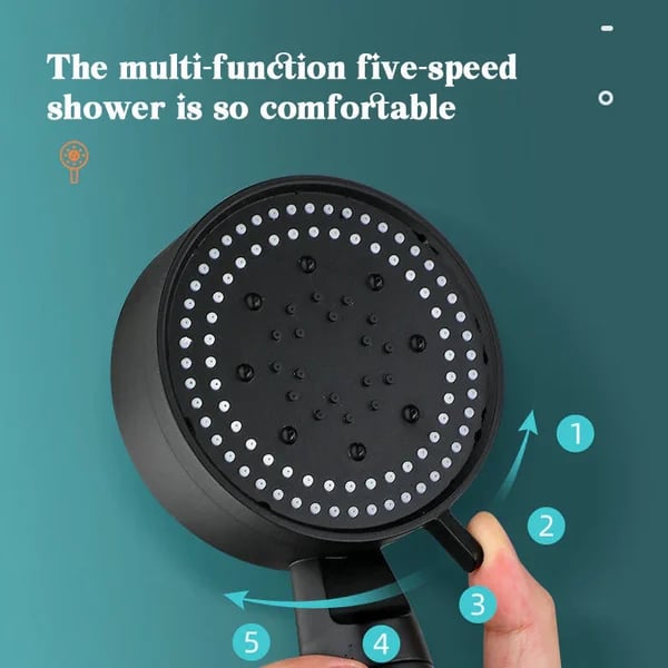 Pommeau de douche avec 5 modes de jet et buses autonettoyantes
