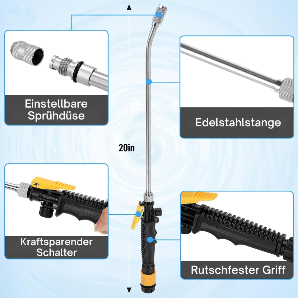 Pistolet d'arrosage haute pression 2-en-1 pour jardin et nettoyage extérieur