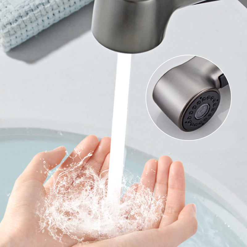 Robinet de salle de bain avec douchette extractible et bec pivotant à 360 degrés