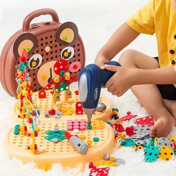 Jeu de construction avec perceuse électrique pour enfants – 204 pièces en