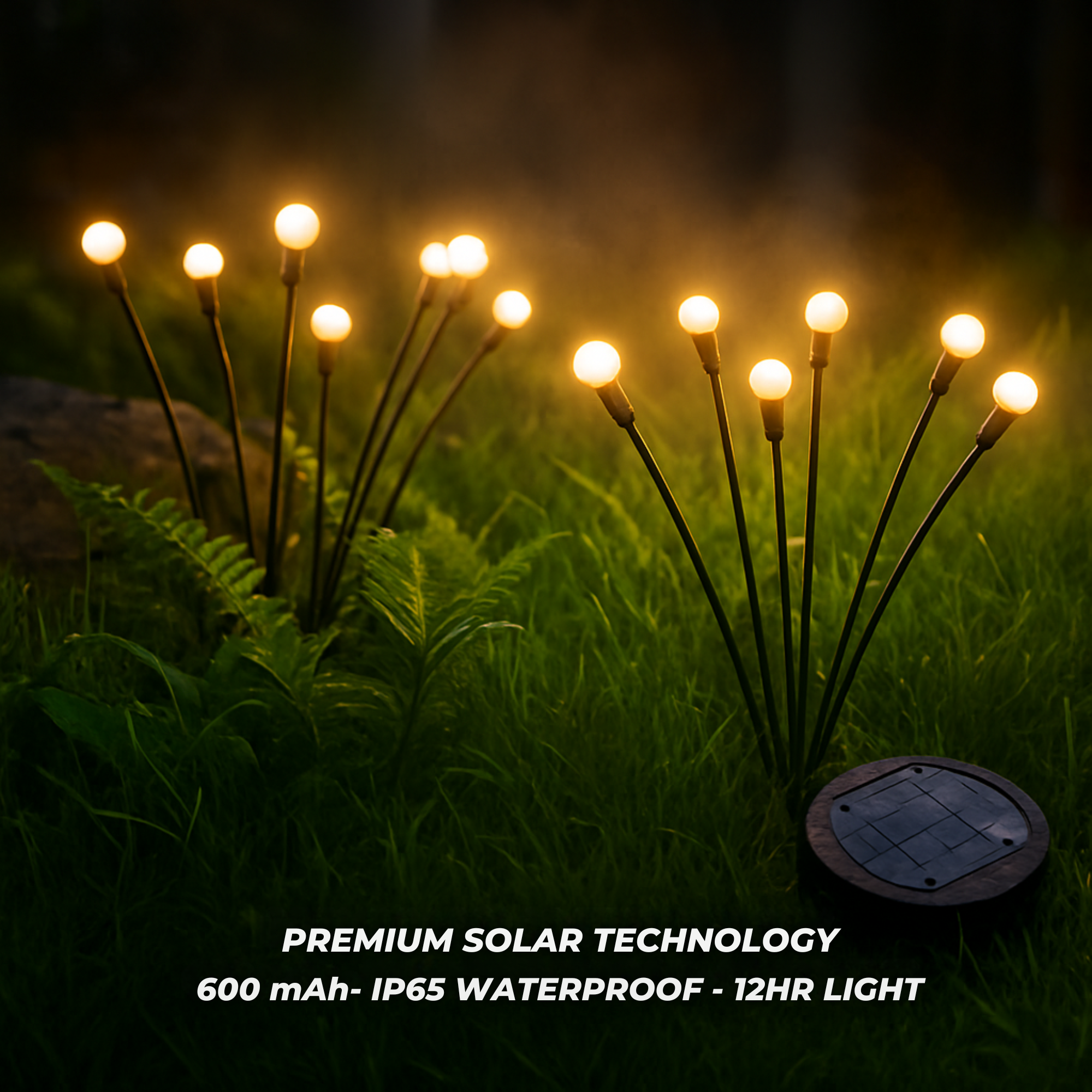 Lampe Solaire de Jardin LED à Effet Lucioles pour Terrasse et Allées