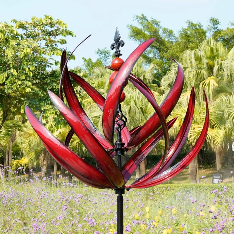 Girouette de Jardin Décorative en Métal Inoxydable – Design Lotus