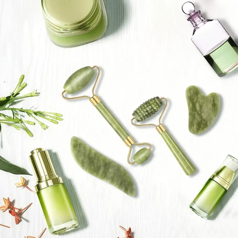 RollPro™ - Set de rouleaux visage Gua Sha en jade (4 pièces) [50% de réduction]