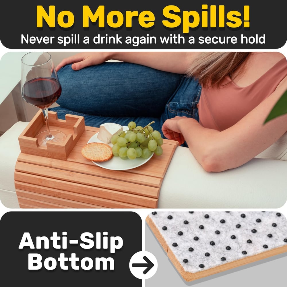 BambooEase™ – Porte-gobelet et support à snacks écologique pour des moments de détente sur le canapé [50 % de réduction]