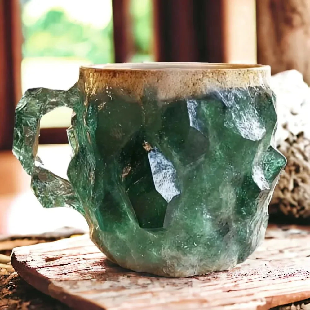 Tasse à café en pierre minérale naturelle faite à la main – Jaspe, Onyx, Quartz