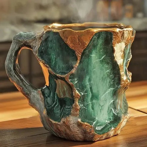 Tasse à café en pierre minérale naturelle faite à la main – Jaspe, Onyx, Quartz