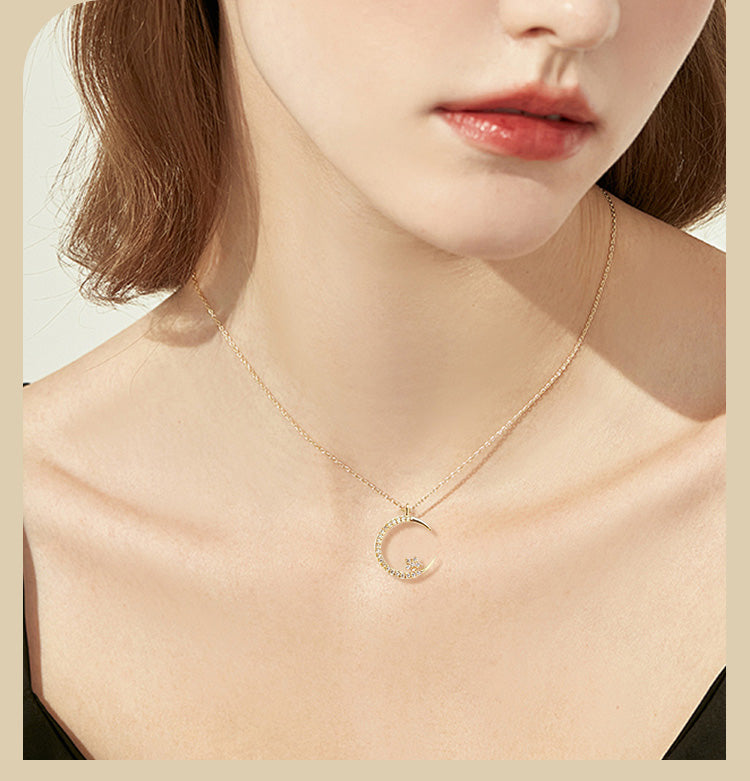Bijou Scintillant Motif Lune et Étoiles – Accessoire Élégant