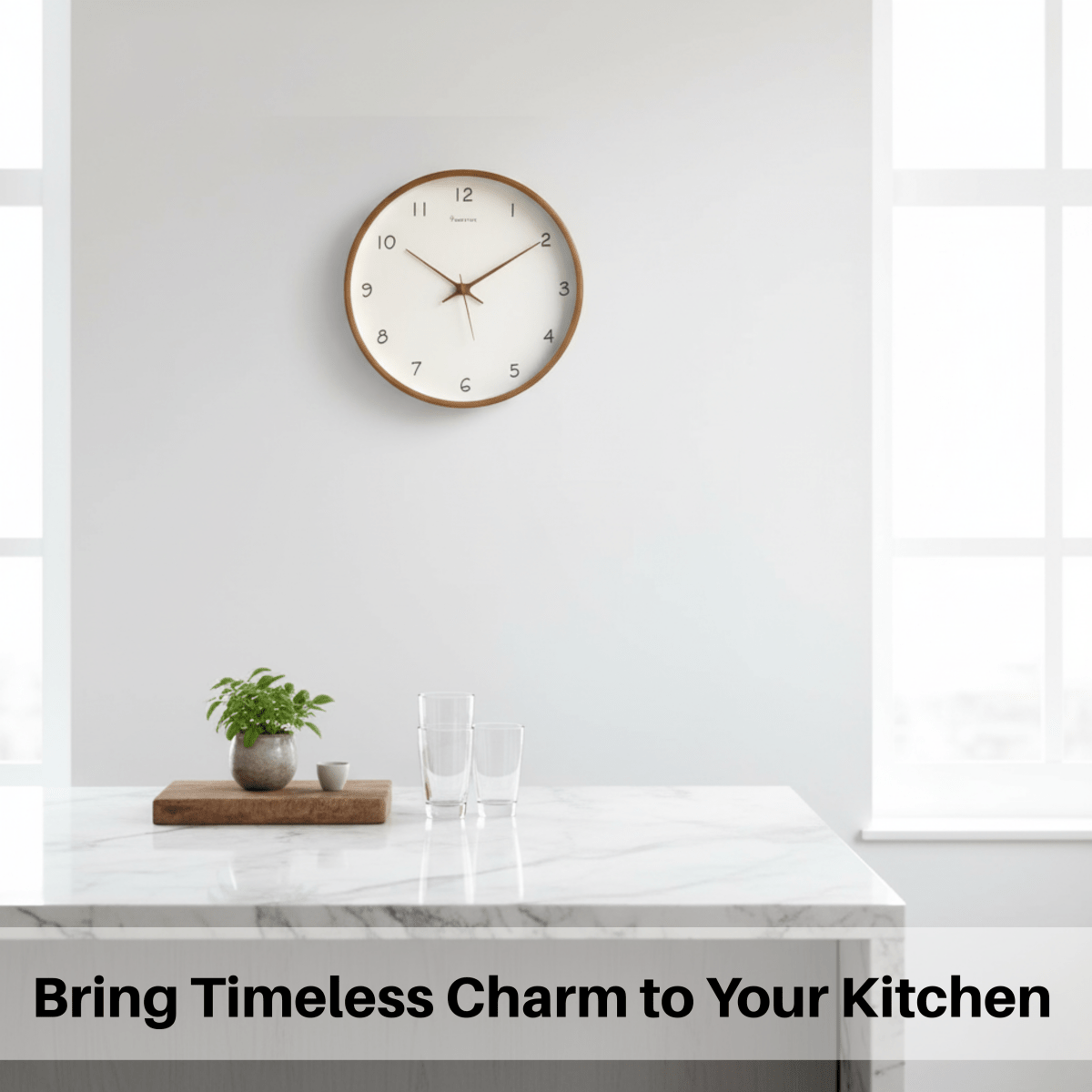 Horloge murale analogique en bois avec mécanisme silencieux – 25 cm