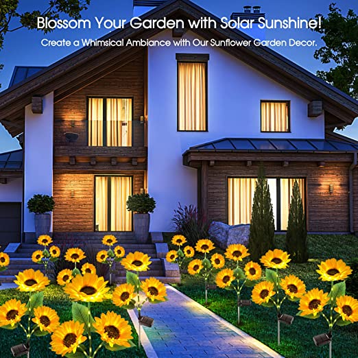 Lampes Solaires Tournesol pour Jardin – Lumière d'Ambiance Extérieure