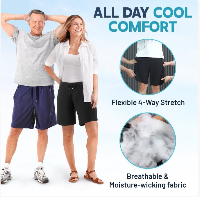 Shorts Unisexe en Soie Glacée – Tissu Respirant Élastique 4 Voies