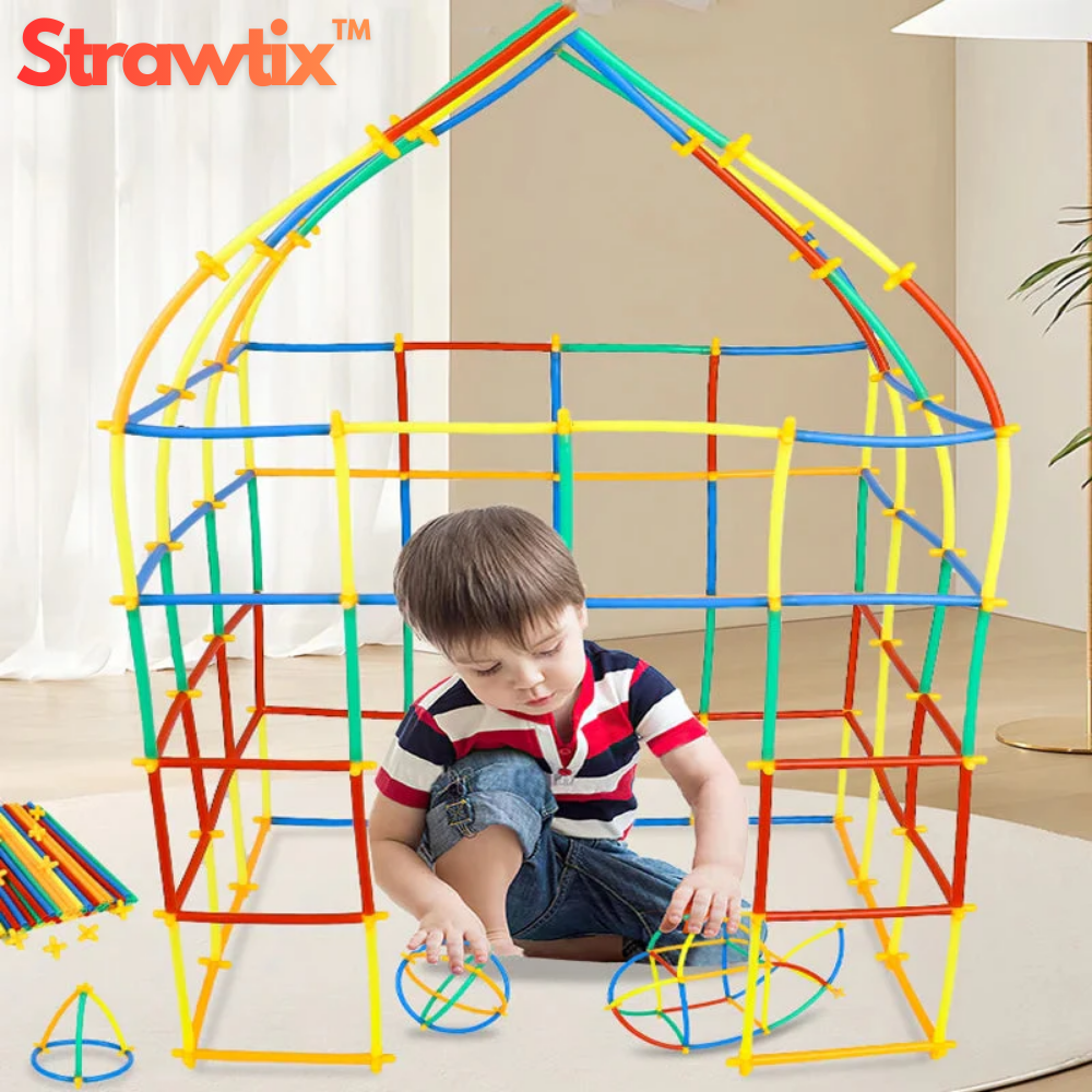 Jeu de Construction 3D avec Pailles et Connecteurs pour Enfants