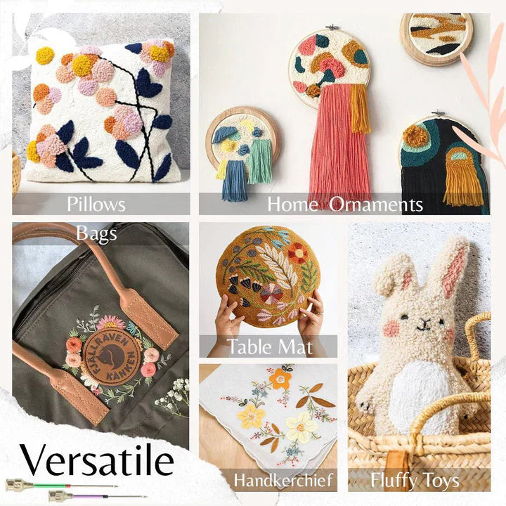 Kit Punch Needle Broderie – Aiguilles Interchangeables pour Débutants