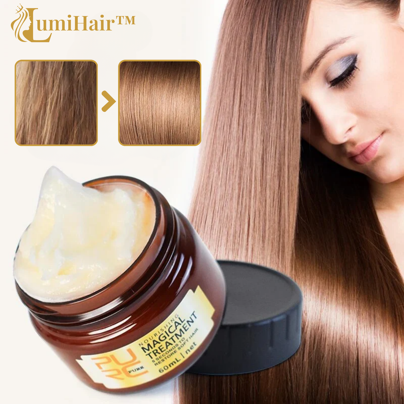 Masque Capillaire Réparateur Hydratation Intense pour Cheveux Secs et Abîmés
