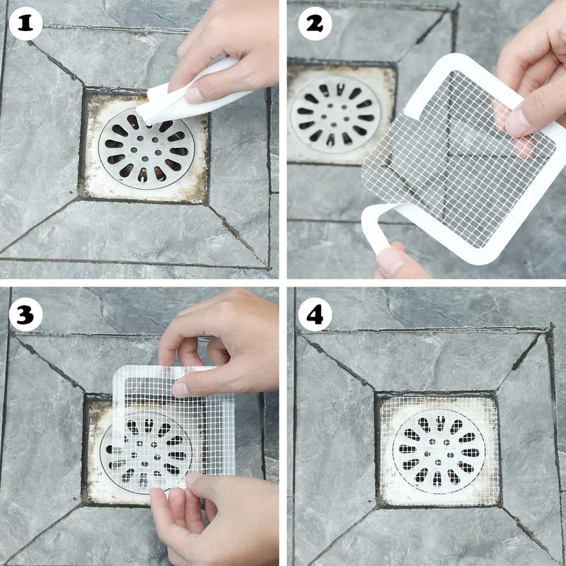Filtre Attrape-Cheveux Jetable Autocollant pour Douche et Baignoire