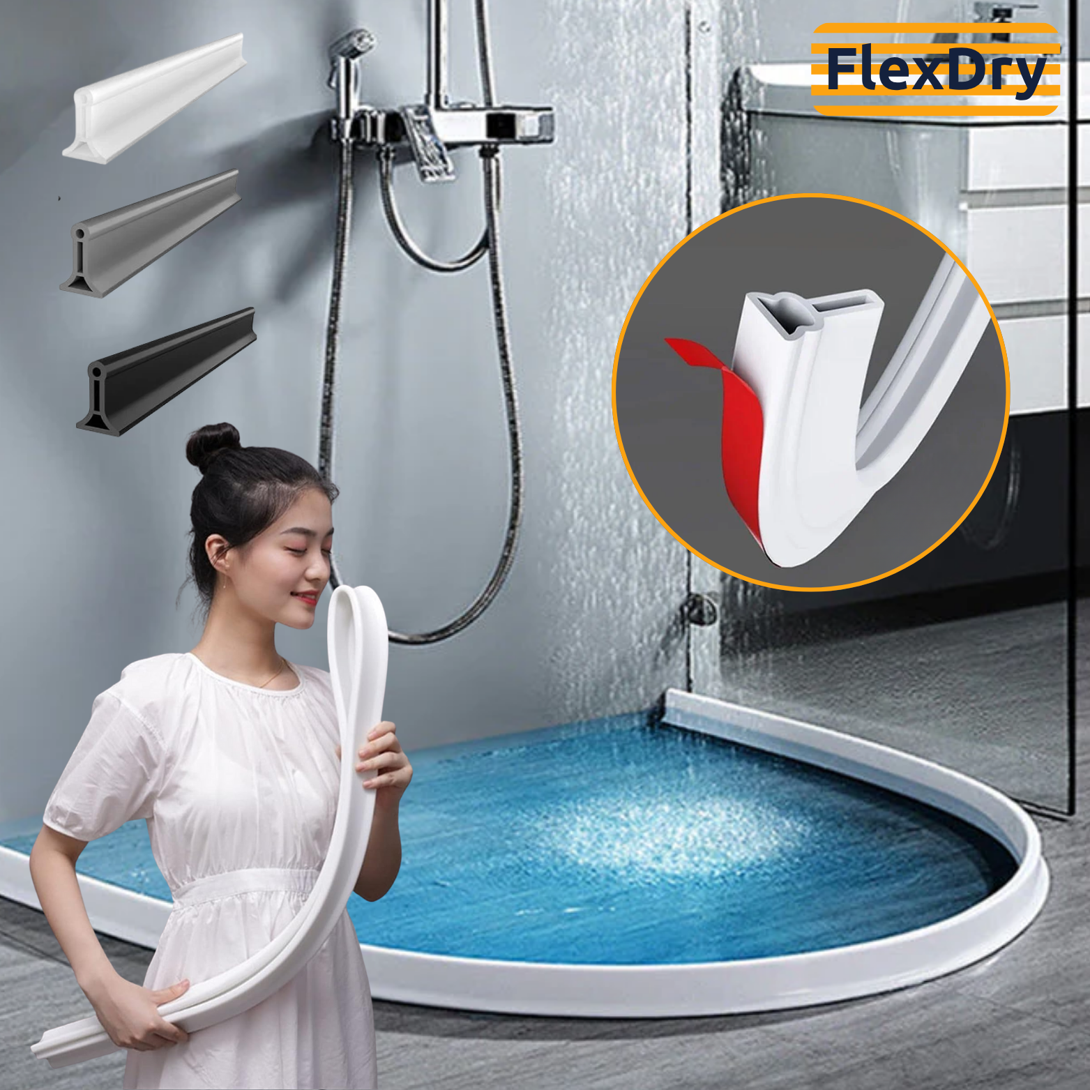 Joint de douche en silicone étanche et anti-moisissure pour salle de bain