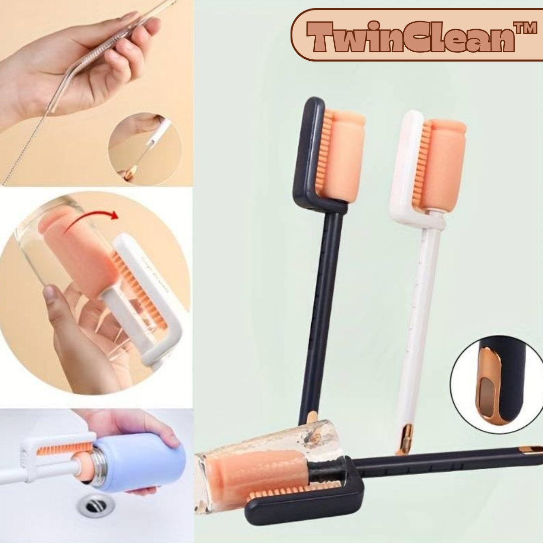TwinClean™ – Brosse à bouteilles 3-en-1 pour un nettoyage en profondeur [50 % de réduction]