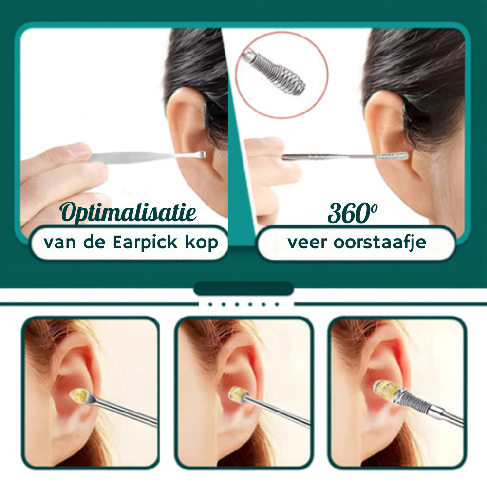 Nettoyeur d'oreilles en spirale réutilisable en acier inoxydable