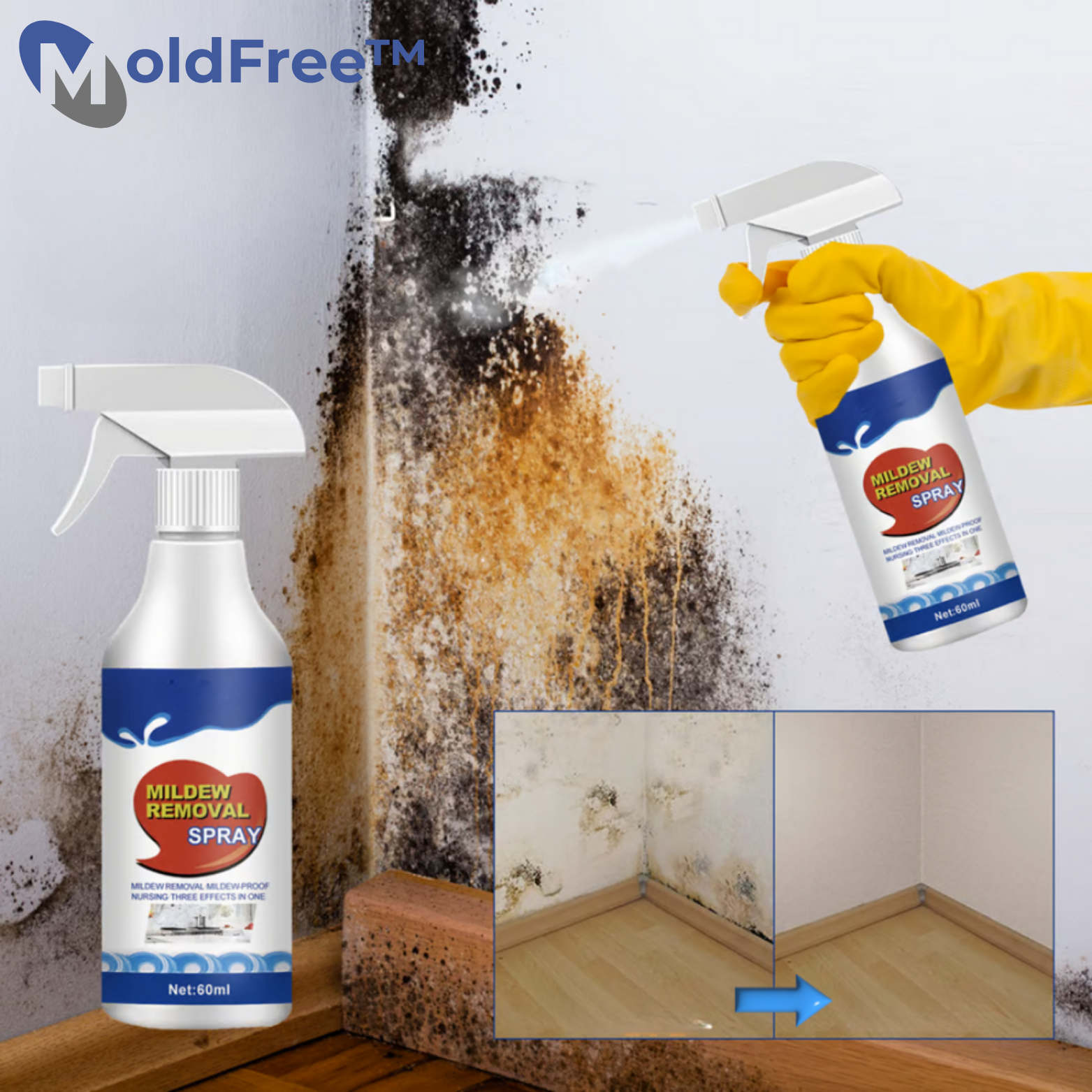 Spray Anti-Moisissure pour Murs, Sols et Surfaces – 250 ml