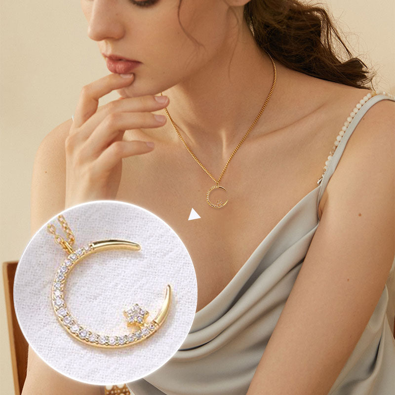 Bijou Scintillant Motif Lune et Étoiles – Accessoire Élégant