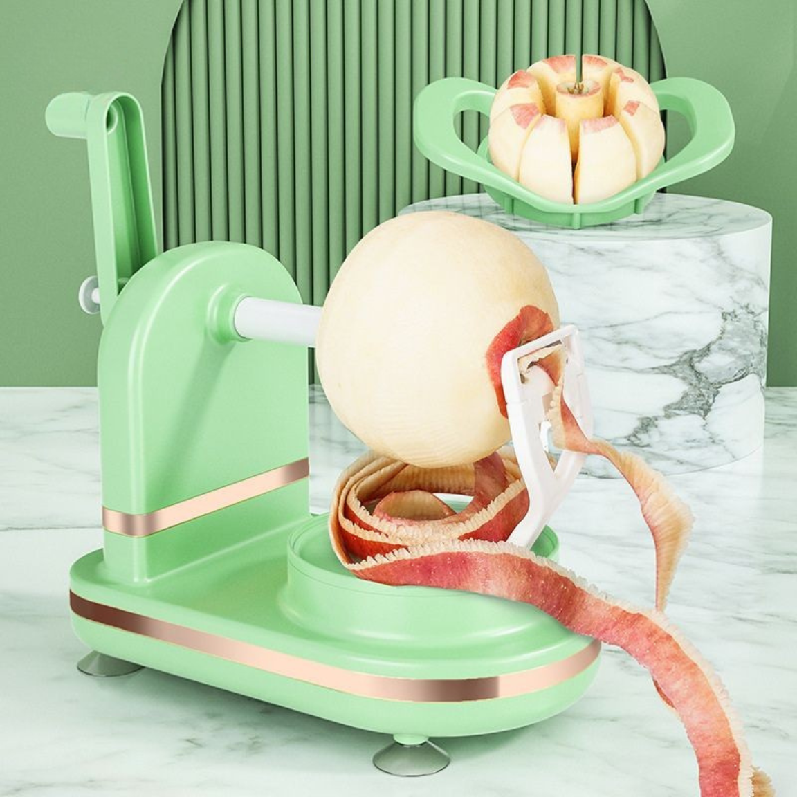 Éplucheur de Pommes 3-en-1 – Épluche, Coupe et Évide en un Geste