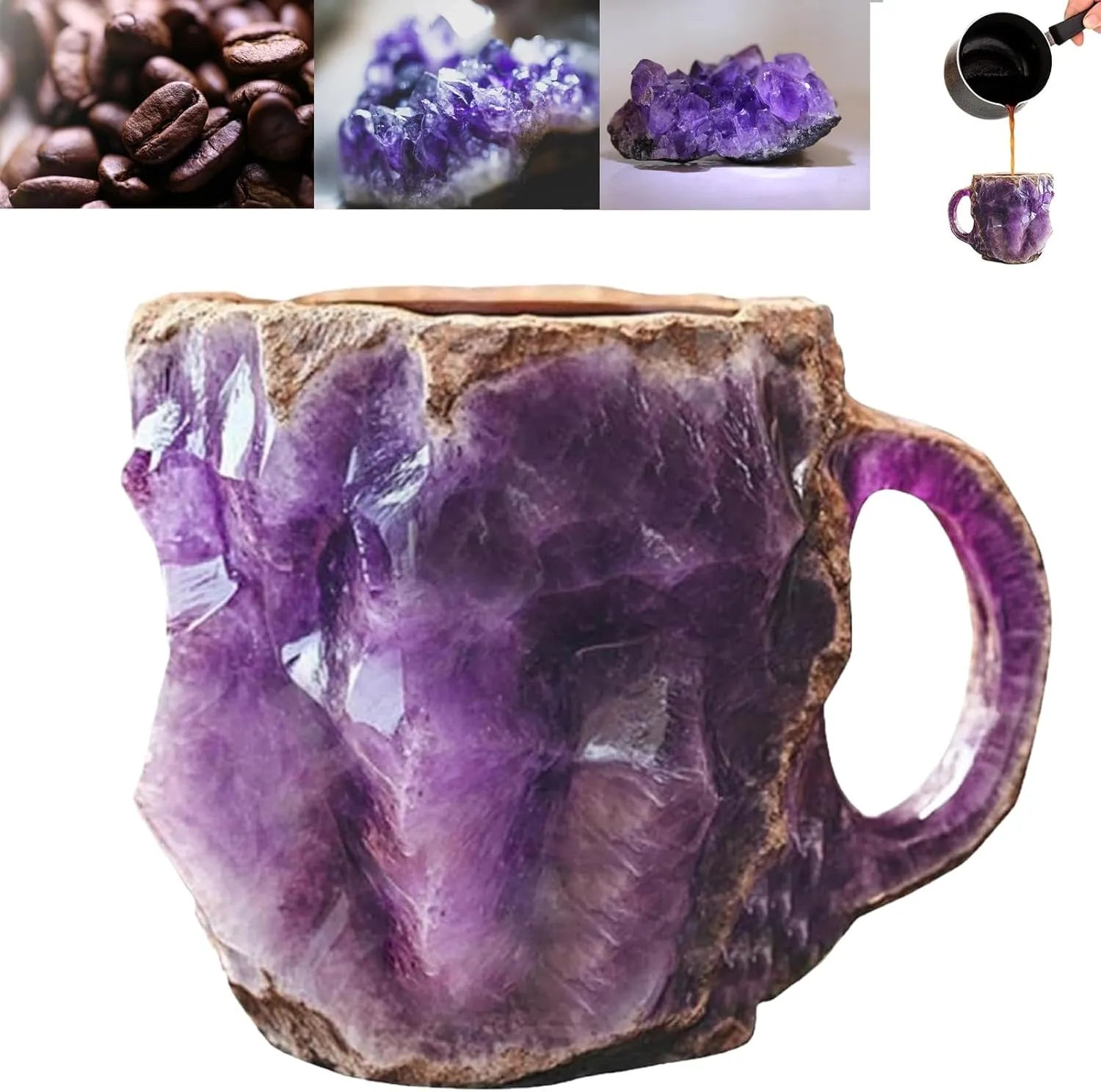 Tasse à café en pierre minérale naturelle faite à la main – Jaspe, Onyx, Quartz