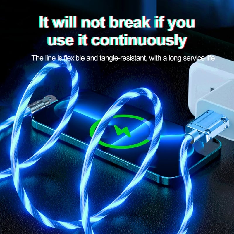 Câble USB Rotatif 540° avec Éclairage LED pour Charge Rapide