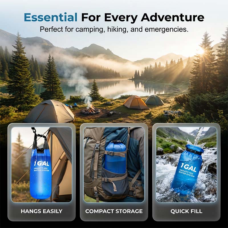 Filtre à eau par gravité portable 2L pour camping et randonnée