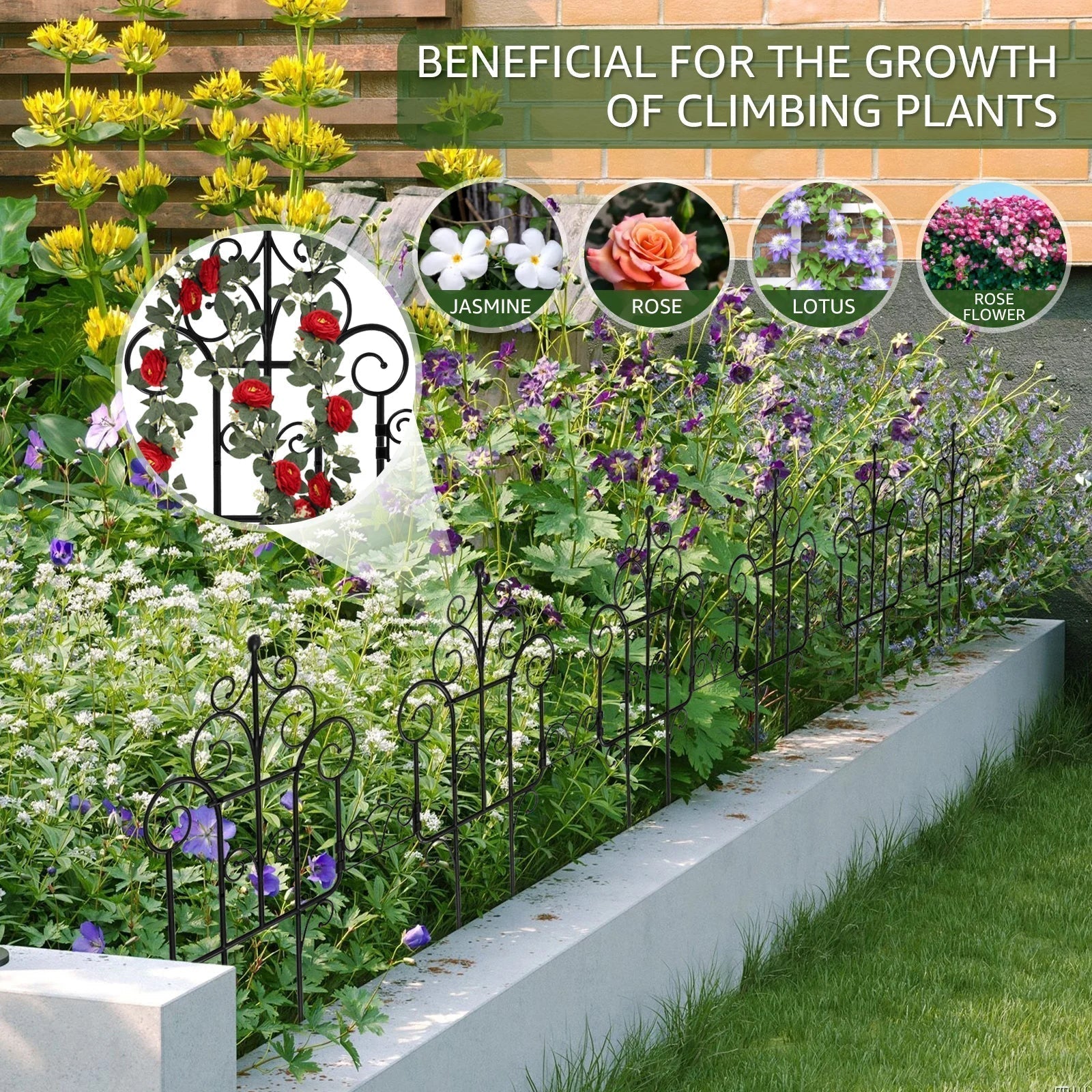 Bordure de jardin flexible en plastique – Lot de 10 éléments emboîtables